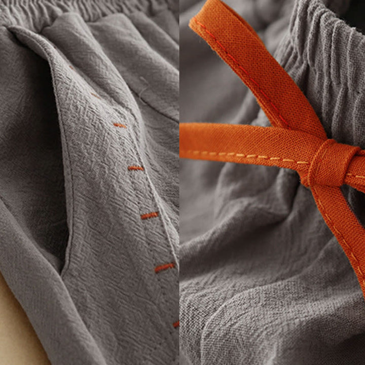 Buddha Stonesカジュアル サイドスリットデザイン コットン レディース ワイドレッグ 7-8丈パンツ ポケット付き - image 14