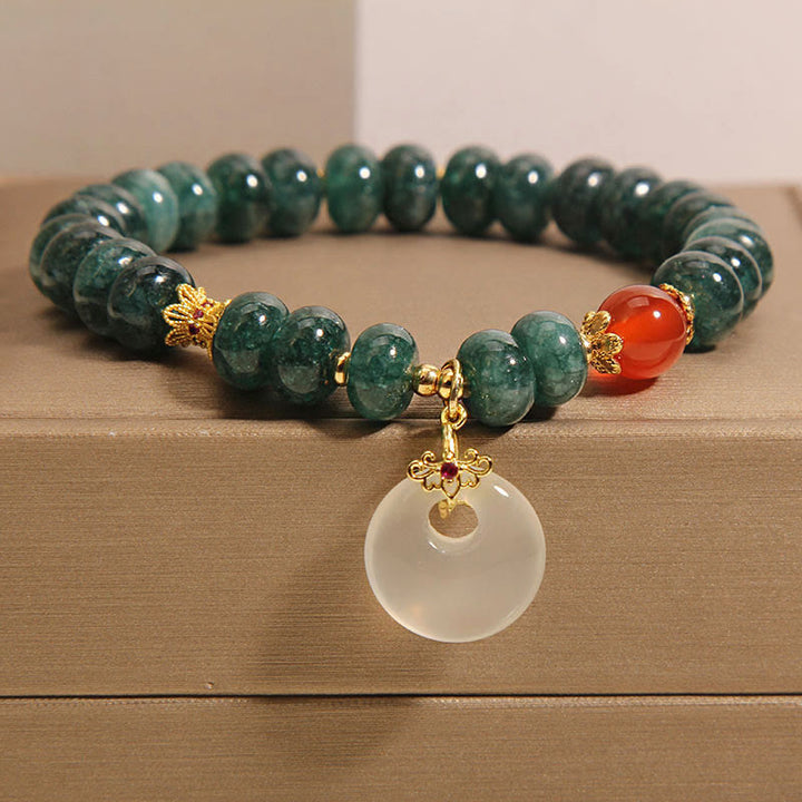 Buddha Stonesブルー翡翠ビーズ平和のお守りチャーム豊かさブレスレット - 翡翠(手首周り:15~16cm) - image 1