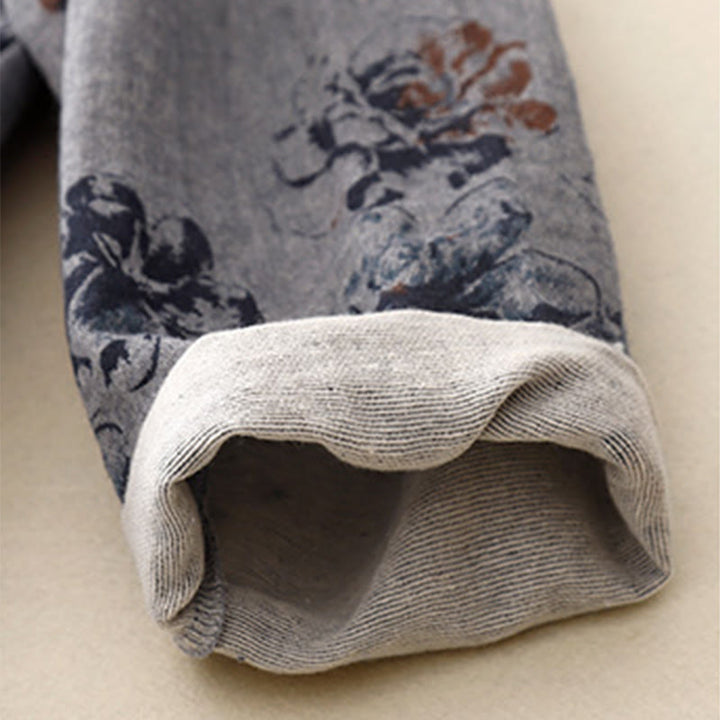 Buddha Stonesカジュアル小花柄クルーネックコットンリネンミディドレス(ポケット付き) - image 19
