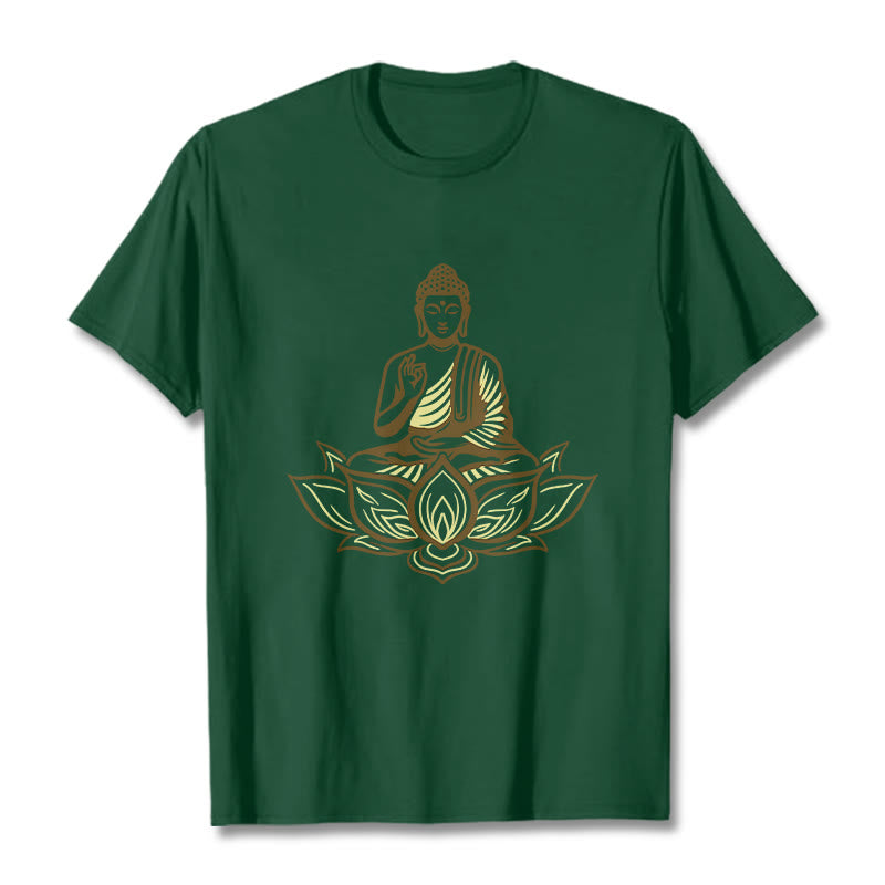 Buddha Stones蓮の中で瞑想する仏陀のTシャツ - フォレストグリーン - 2XL - image 11