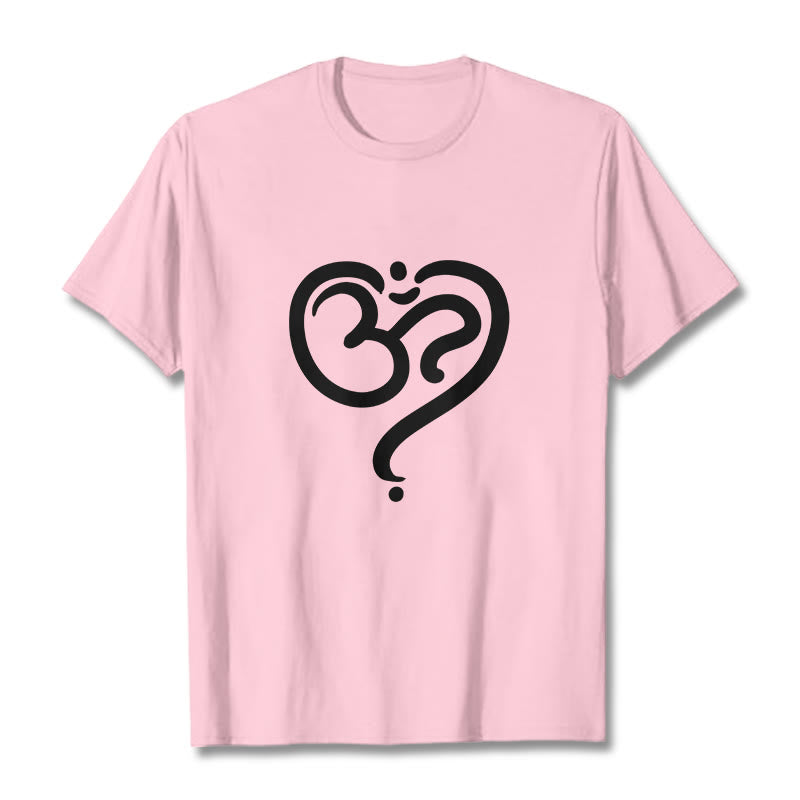 Buddha StonesラブハートOMシンボルデザインTシャツ - ライトピンク - 2XL - image 16