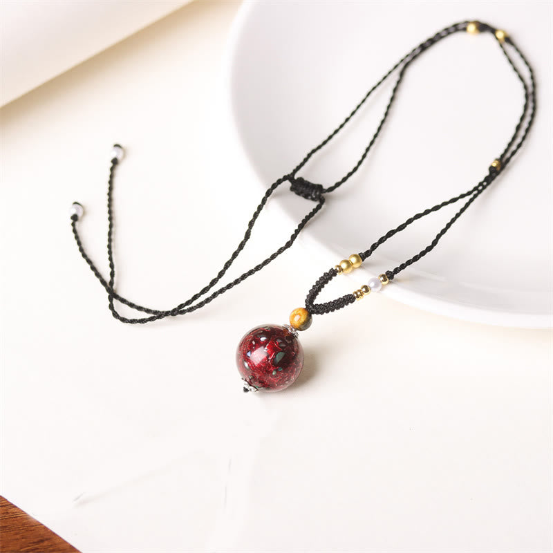 Buddha Stones黒檀金星 オーロラ ビーズ 漆工芸 平和 ネックレス ペンダント - 赤(ランダム赤) - image 3