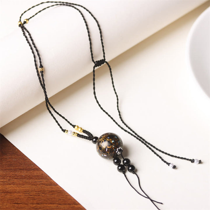 Buddha Stones黒檀工芸ビーズ パール バランスネックレスペンダント - ブラックゴールドチャーム(ランダムブラックゴールド) - image 17