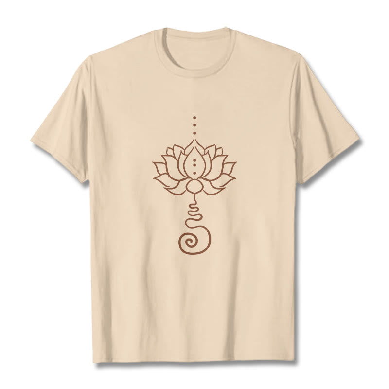 Buddha Stonesカジュアル ロータス デザイン コットン Tシャツ - ビスク - 2XL - image 9