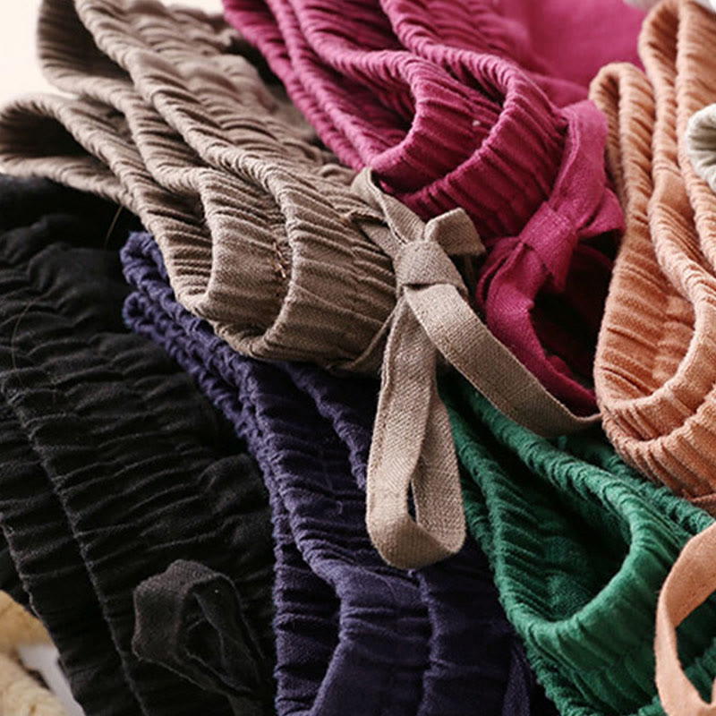 Buddha Stonesカジュアル ハイウエスト レースアップ ワイドレッグパンツ ポケット付き - image 31