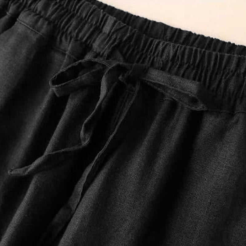 Buddha Stonesカジュアル ハイウエスト レースアップ ワイドレッグパンツ ポケット付き - image 20