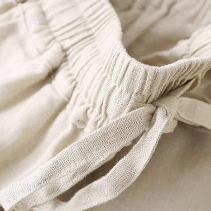 Buddha Stonesカジュアル ハイウエスト レースアップ ワイドレッグパンツ ポケット付き - image 25