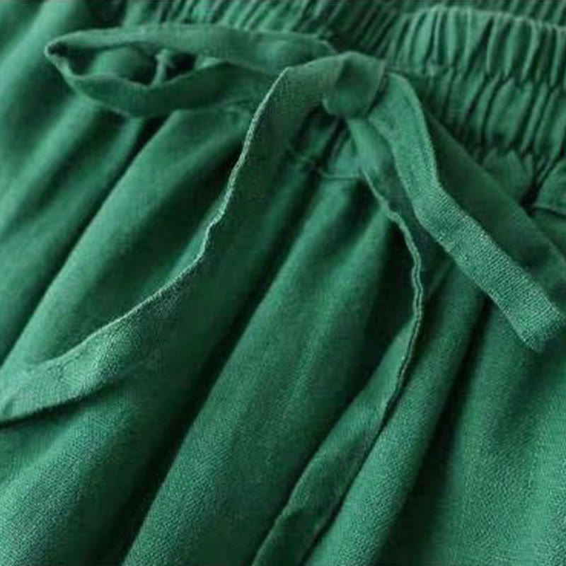 Buddha Stonesカジュアル ハイウエスト レースアップ ワイドレッグパンツ ポケット付き - image 13