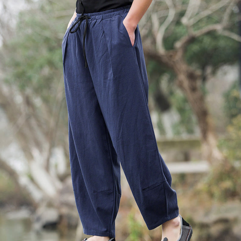 Buddha Stonesプレーン カジュアル リネン ブルマー メンズ パンツ ポケット付き - image 7