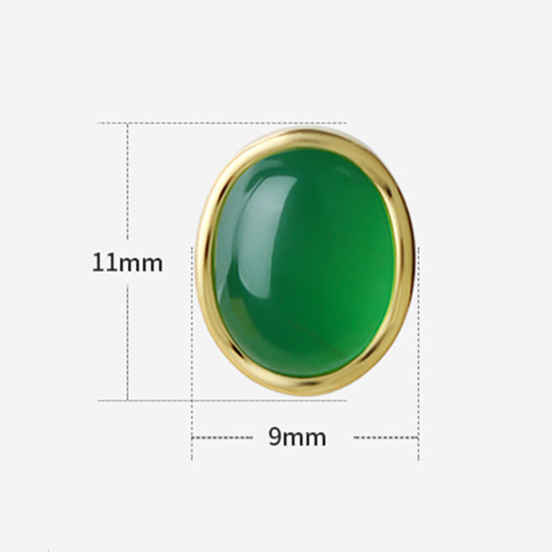 Buddha Stones925スターリングシルバー ゴールデングリーンカルセドニー ストレングスイヤリング  - image 4