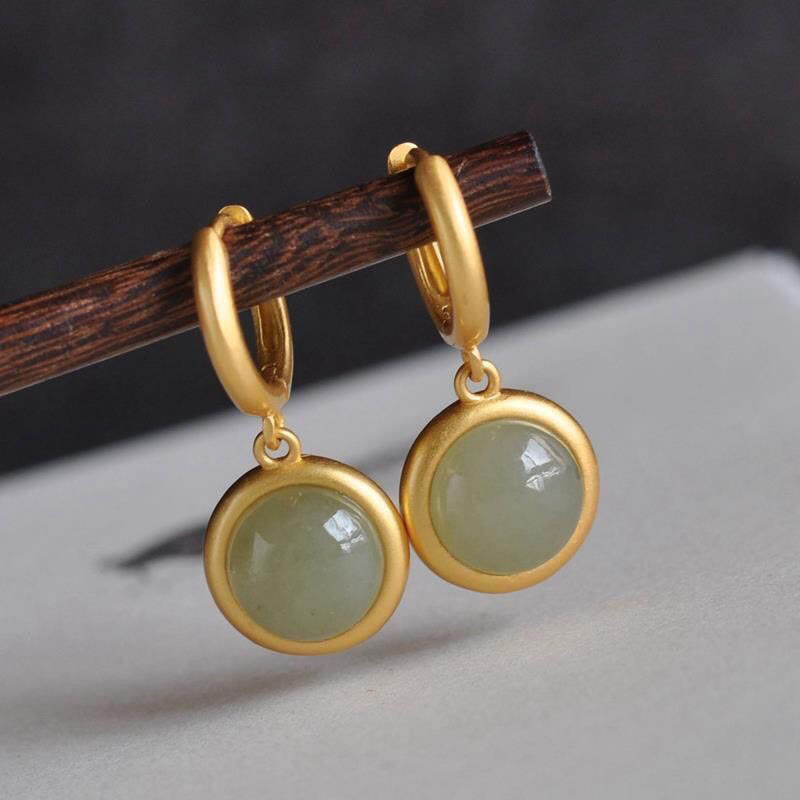 Buddha Stones925スターリングシルバー ホワイトジェイドアゲート豊かさのイヤリング  - 翡翠(925スターリングシルバーポスト) - image 5