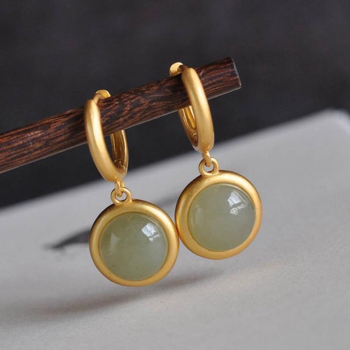 Buddha Stones925スターリングシルバー ホワイトジェイドアゲート豊かさのイヤリング  - 翡翠(925スターリングシルバーポスト) - image 5