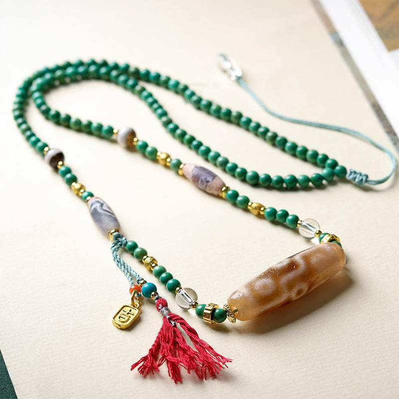 Buddha StonesチベットDziビーズターコイズビーズチェーンプロテクションネックレスペンダント - image 4