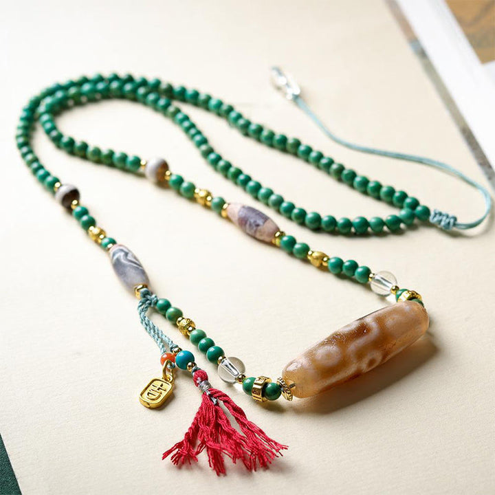 Buddha StonesチベットDziビーズターコイズビーズチェーンプロテクションネックレスペンダント - image 4