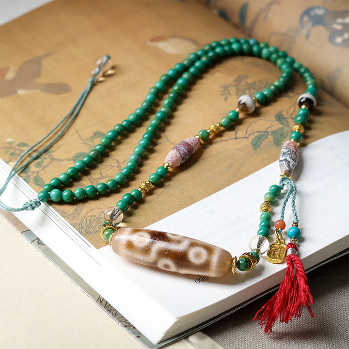 Buddha StonesチベットDziビーズターコイズビーズチェーンプロテクションネックレスペンダント - image 3