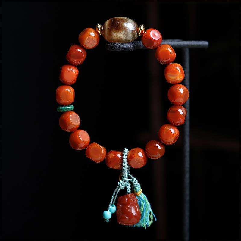 Buddha Stones天然南赤瑪瑙PiXiu幸運繁栄幸運ブレスレット - image 2
