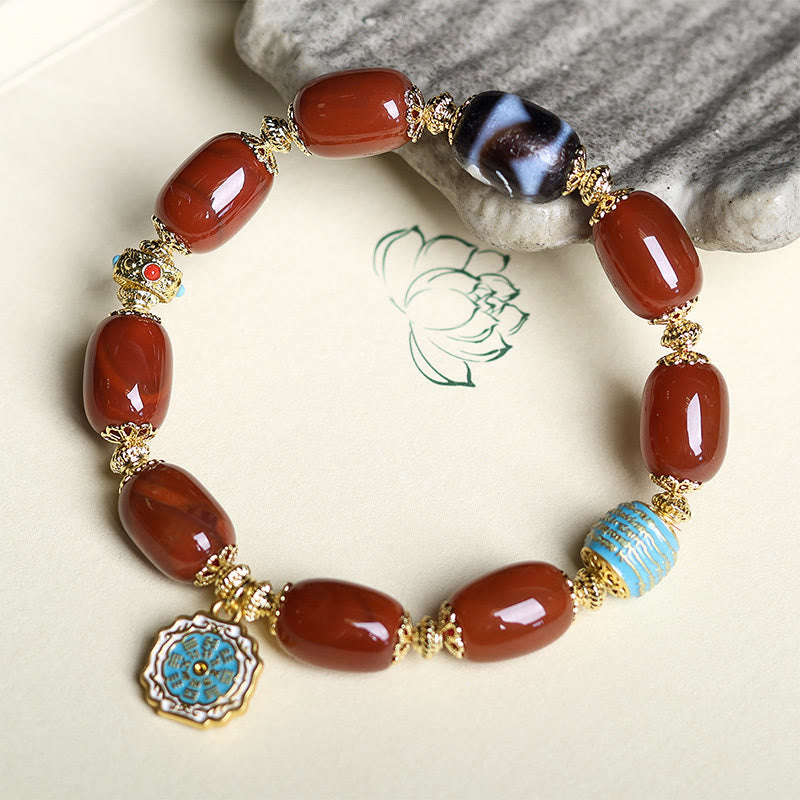 Buddha Stones天然南赤瑪瑙八卦ビーズパワーブレスレット - image 3