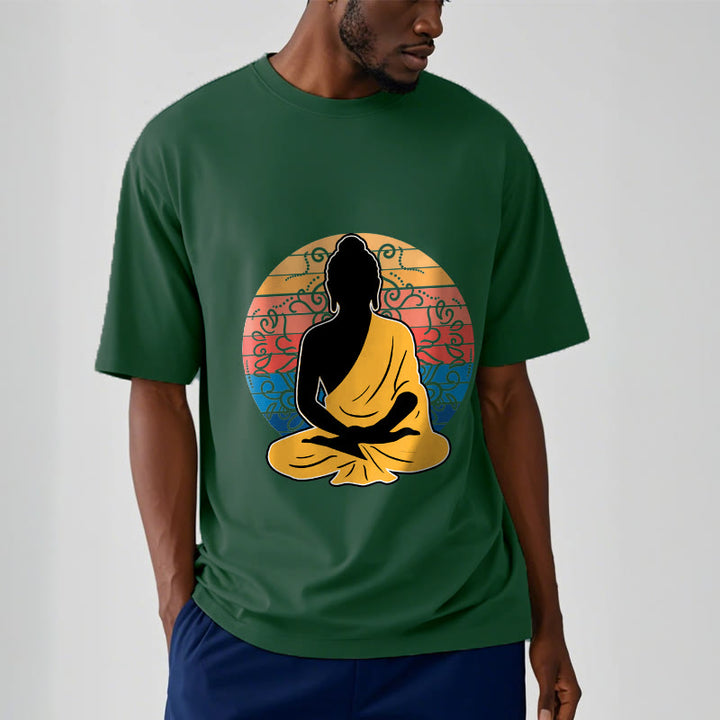 Buddha Stonesカジュアルカラフル瞑想仏陀柄コットンTシャツ - image 12