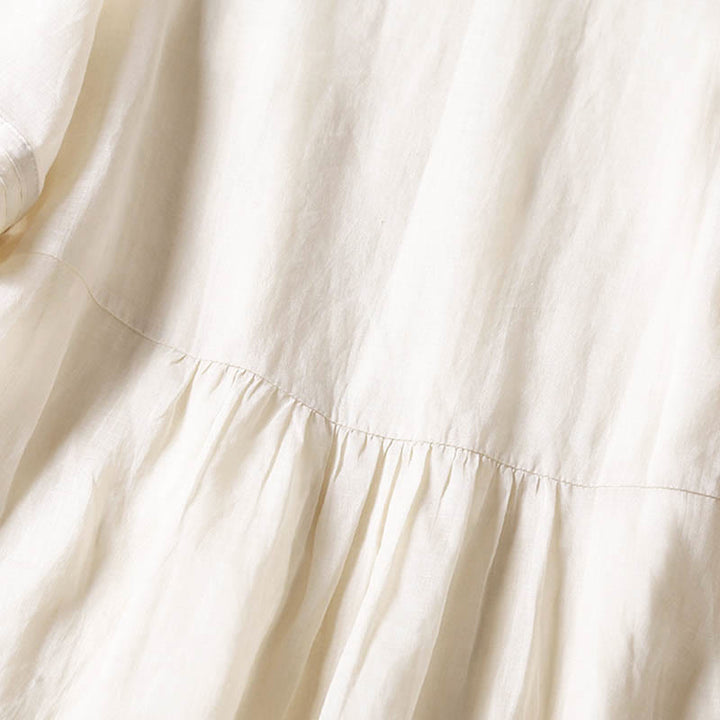 Buddha Stonesカジュアル アコーディオンプリーツ 無地 Vネック 半袖 コットン ミディドレス ポケット付き - image 32