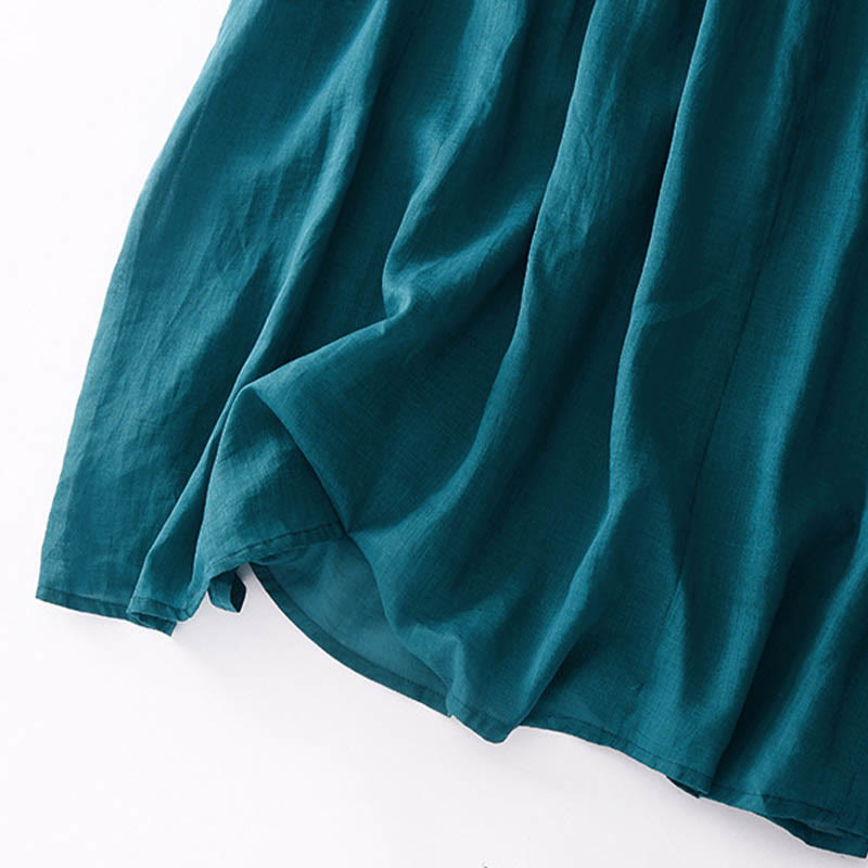 Buddha Stonesカジュアル アコーディオンプリーツ 無地 Vネック 半袖 コットン ミディドレス ポケット付き - image 39