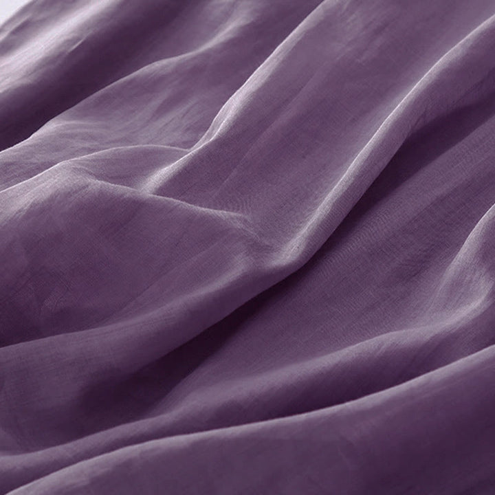 Buddha Stonesカジュアル アコーディオンプリーツ 無地 Vネック 半袖 コットン ミディドレス ポケット付き - image 7