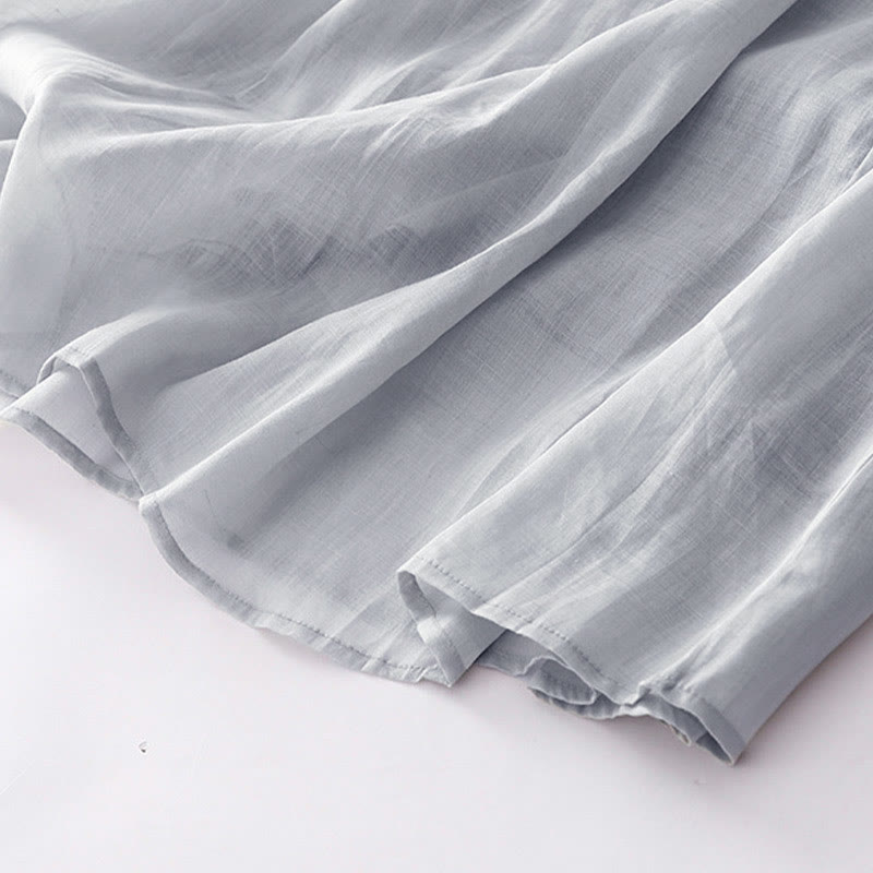 Buddha Stonesカジュアル アコーディオンプリーツ 無地 Vネック 半袖 コットン ミディドレス ポケット付き - image 25