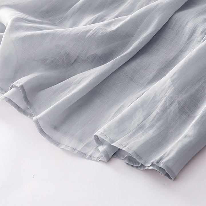 Buddha Stonesカジュアル アコーディオンプリーツ 無地 Vネック 半袖 コットン ミディドレス ポケット付き - image 25