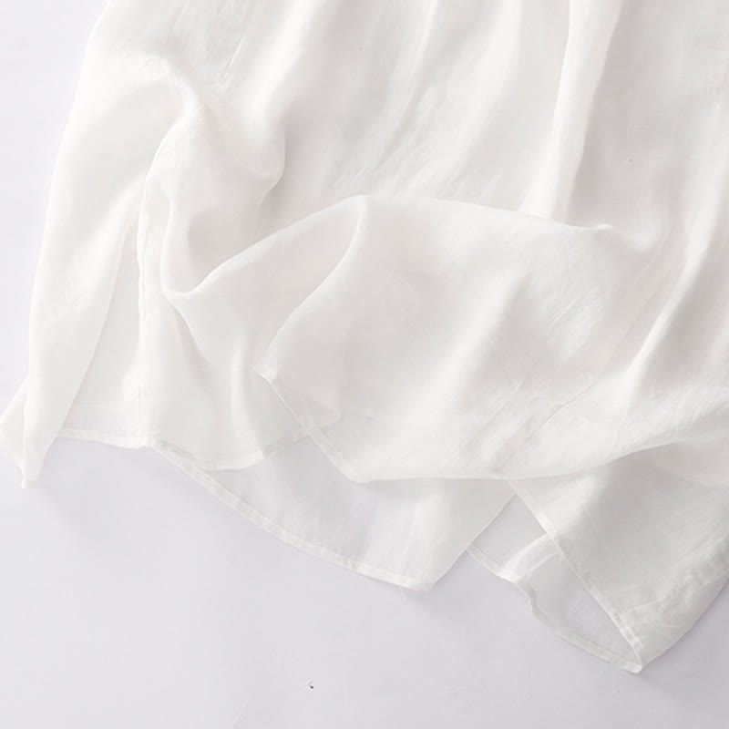 Buddha Stonesカジュアル アコーディオンプリーツ 無地 Vネック 半袖 コットン ミディドレス ポケット付き - image 48