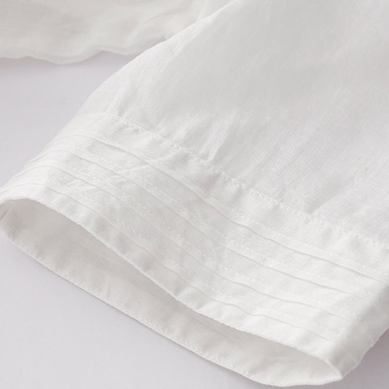 Buddha Stonesカジュアル アコーディオンプリーツ 無地 Vネック 半袖 コットン ミディドレス ポケット付き - image 51