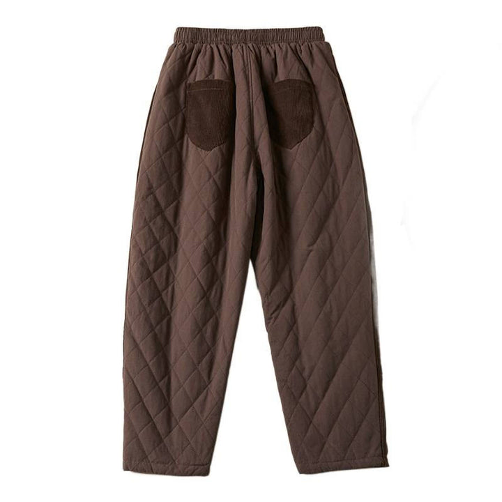Buddha Stonesダイヤモンドキルティングデザイン サーマルフリース裏地 レディース ハーレム コットンパンツ ポケット付き - image 27