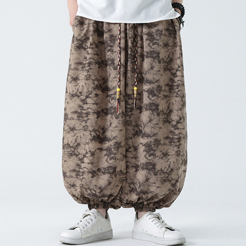 Buddha Stonesレトロ カジュアル ドローストリングデザイン 花柄 メンズ ハーレムパンツ ポケット付き - image 6
