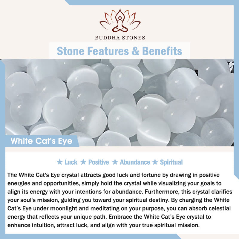 Buddha Stones天然アメジスト ホワイトキャッツアイ ビーズ バランスブレスレット - image 6