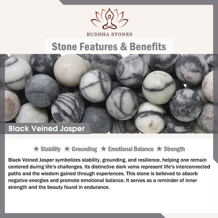 Buddha Stonesトリコロールキャット ブラックベインジャスパー ブラウンストライプアゲート カルセドニー強さブレスレット - image 8