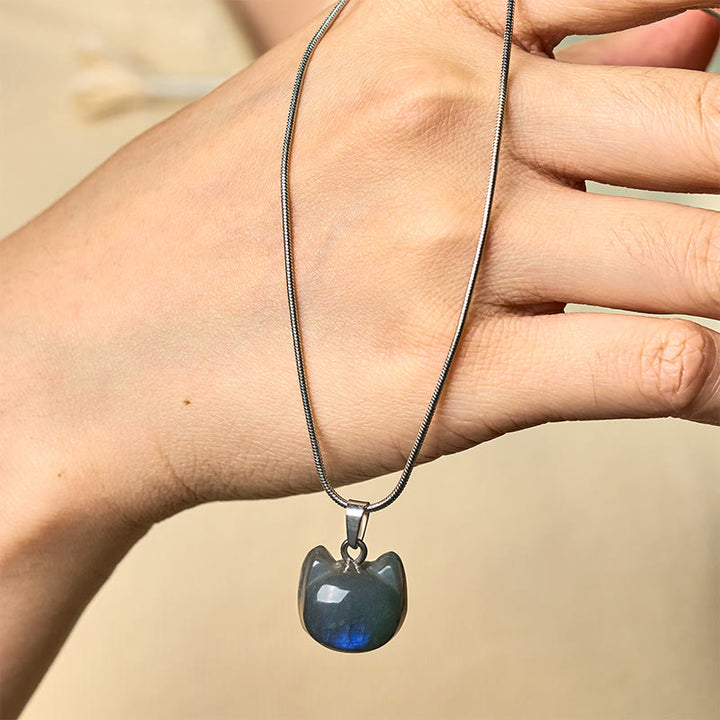 Buddha Stones天然猫柄 ラブラドライト ヒーリングネックレス ペンダント - image 3