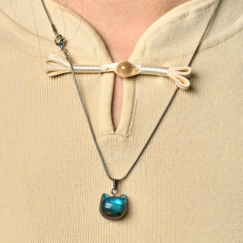 Buddha Stones天然猫柄 ラブラドライト ヒーリングネックレス ペンダント - image 5