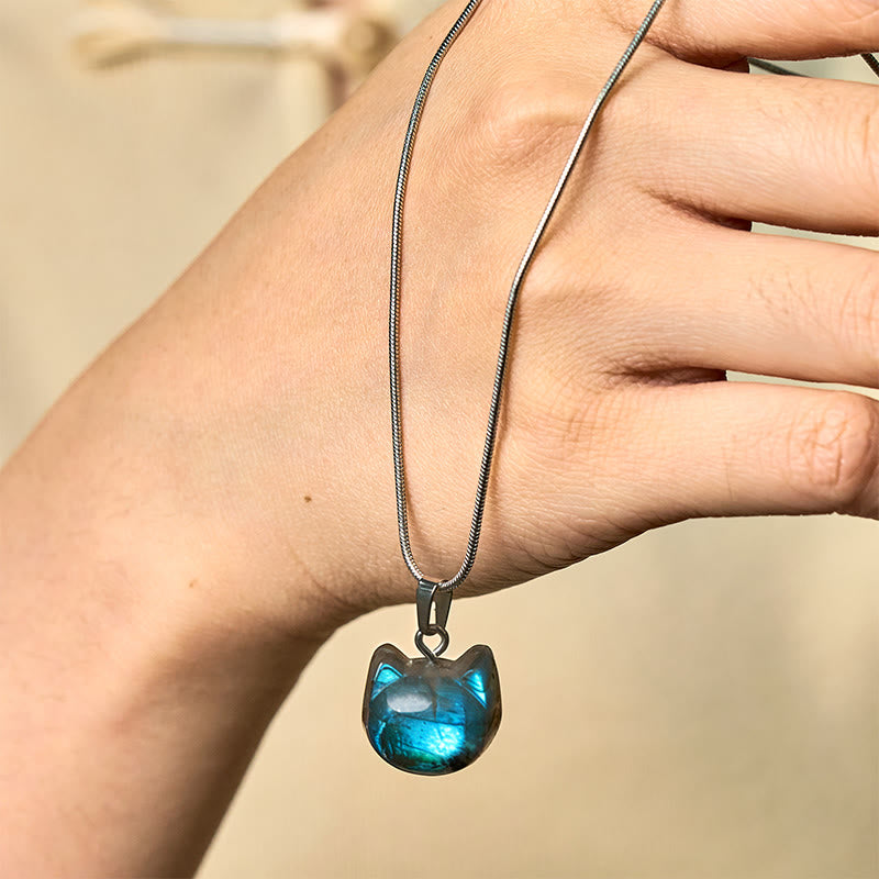 Buddha Stones天然猫柄 ラブラドライト ヒーリングネックレス ペンダント - ラブラドライト(ヒーリング♥サポート) - image 0