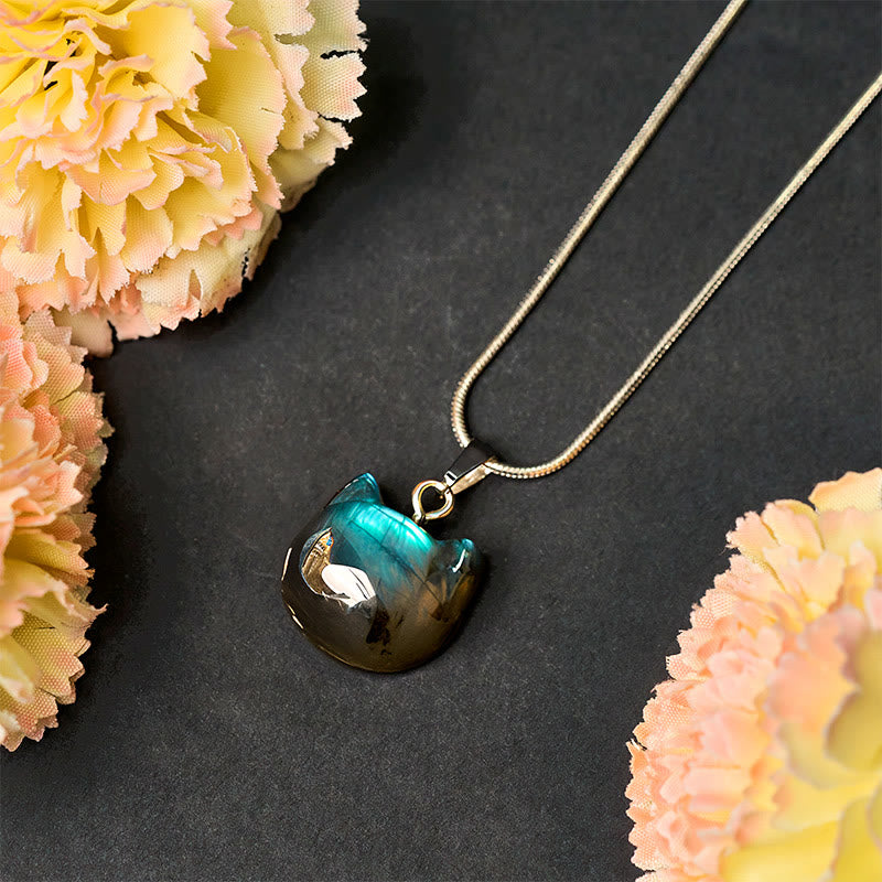 Buddha Stones天然猫柄 ラブラドライト ヒーリングネックレス ペンダント - image 2