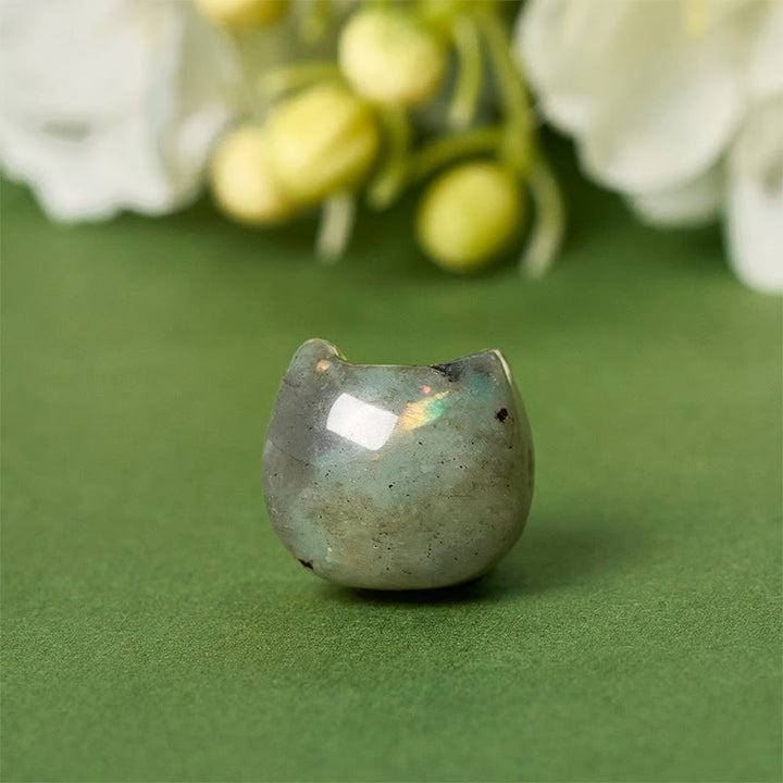 Buddha Stones 925スターリングシルバー 顔のない猫の頭 天然ラブラドライト ヒーリングブレスレット - image 8