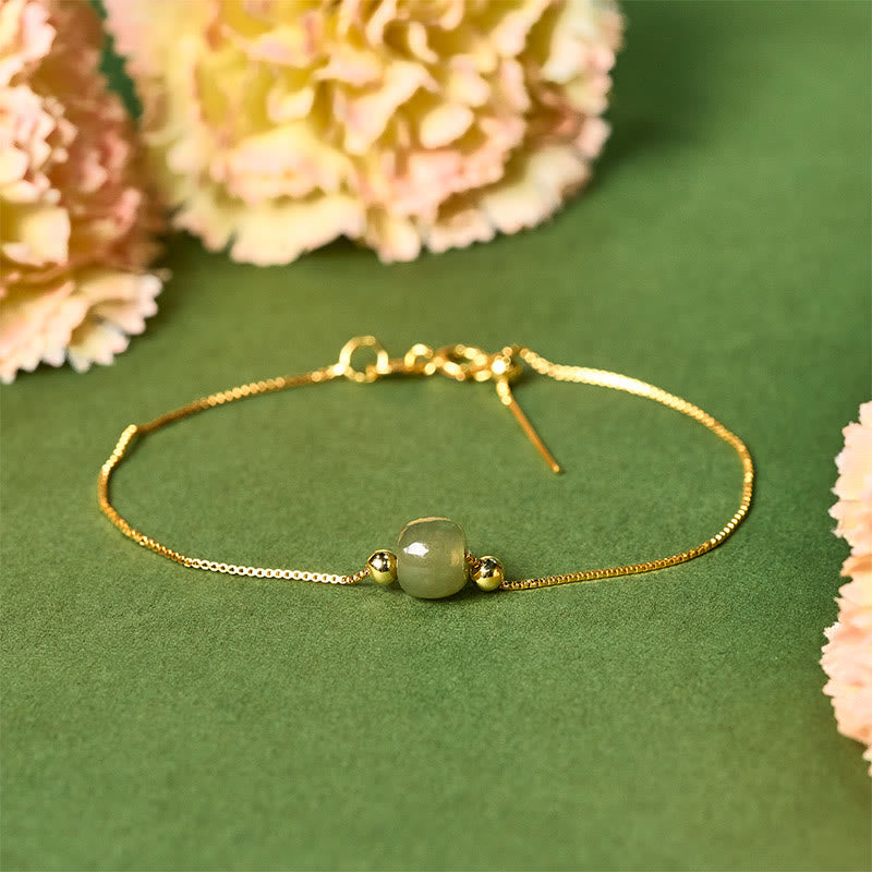 Buddha Stones 925スターリングシルバー 天然翡翠ビーズ アバンダンス チェーンブレスレット - image 1