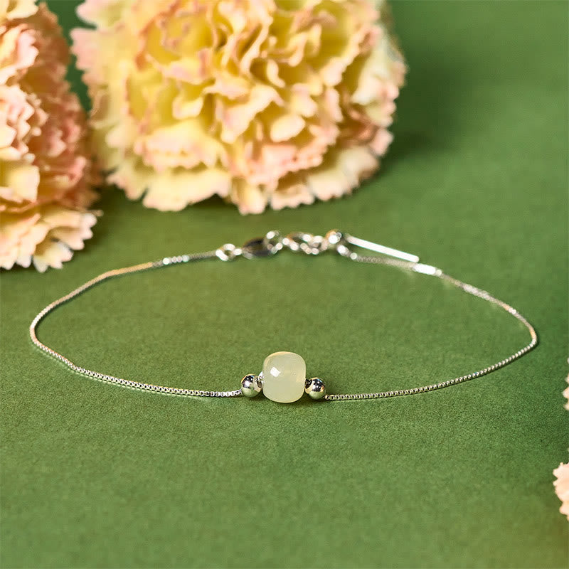 Buddha Stones 925スターリングシルバー 天然翡翠ビーズ アバンダンス チェーンブレスレット - ライトグリーンジェイド - 925スターリングシルバーチェーン - image 18