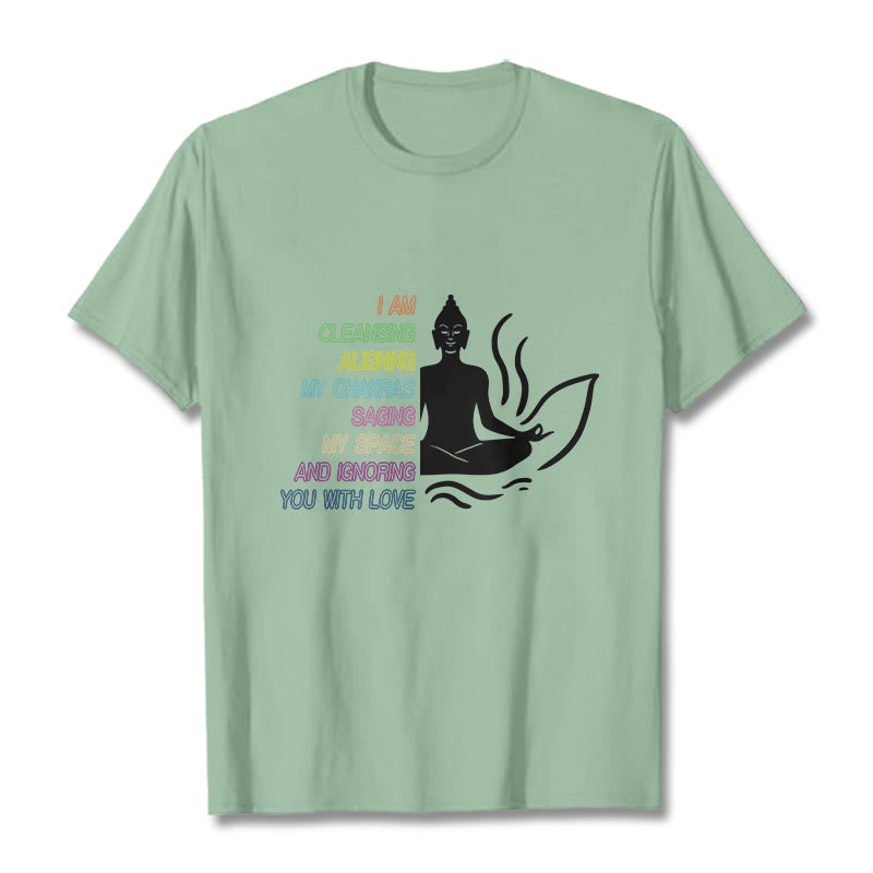 Buddha Stones、仏陀の蓮の花、瞑想デザインTシャツ - ペールグリーン - グレー - image 15