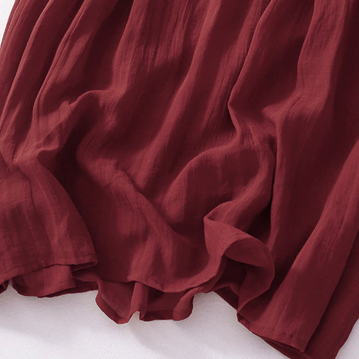 Buddha Stones無地刺繍半袖コットンミディドレス - image 27