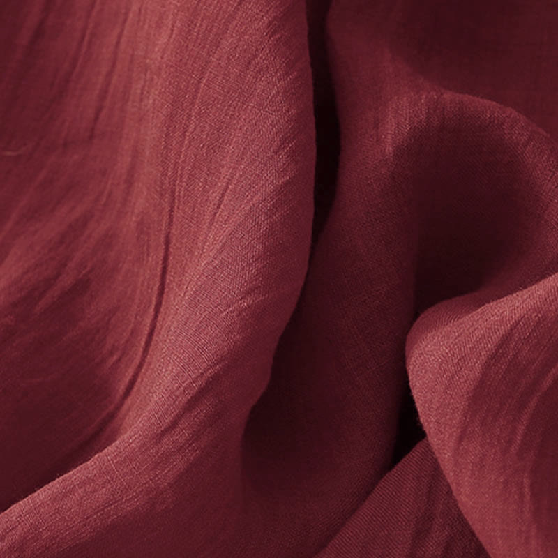 Buddha Stones無地刺繍半袖コットンミディドレス - image 22