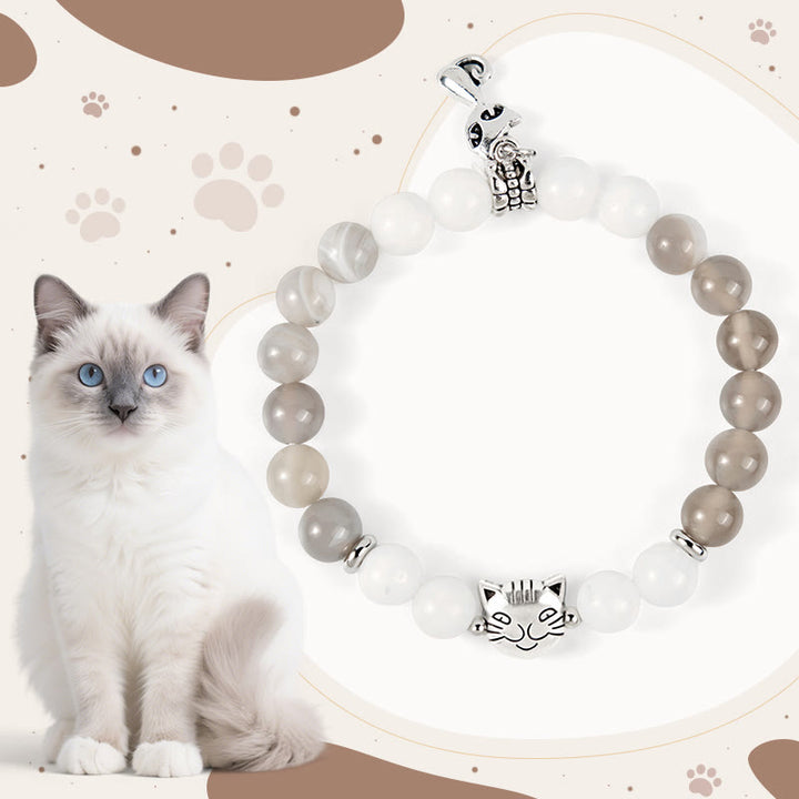 Buddha Stonesラグドールキャット グレーストライプアゲートカルセドニーサポートブレスレット - ラグドール猫(手首周囲15~16cm) - image 0