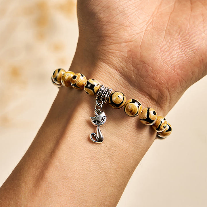 Buddha Stonesベンガル猫天然瑪瑙石内なる強さブレスレット - image 4