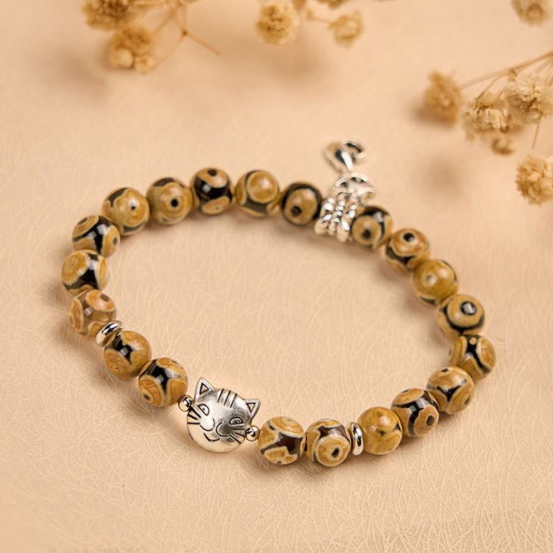 Buddha Stonesベンガル猫天然瑪瑙石内なる強さブレスレット - image 1