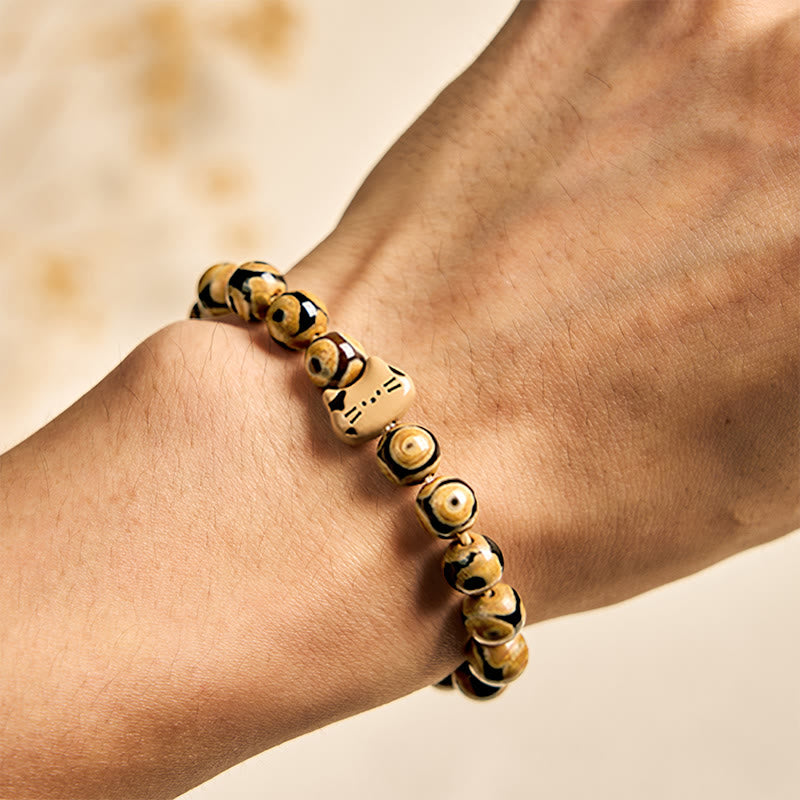 Buddha Stonesベンガル猫天然瑪瑙石子猫の頭の優雅なブレスレット - image 3