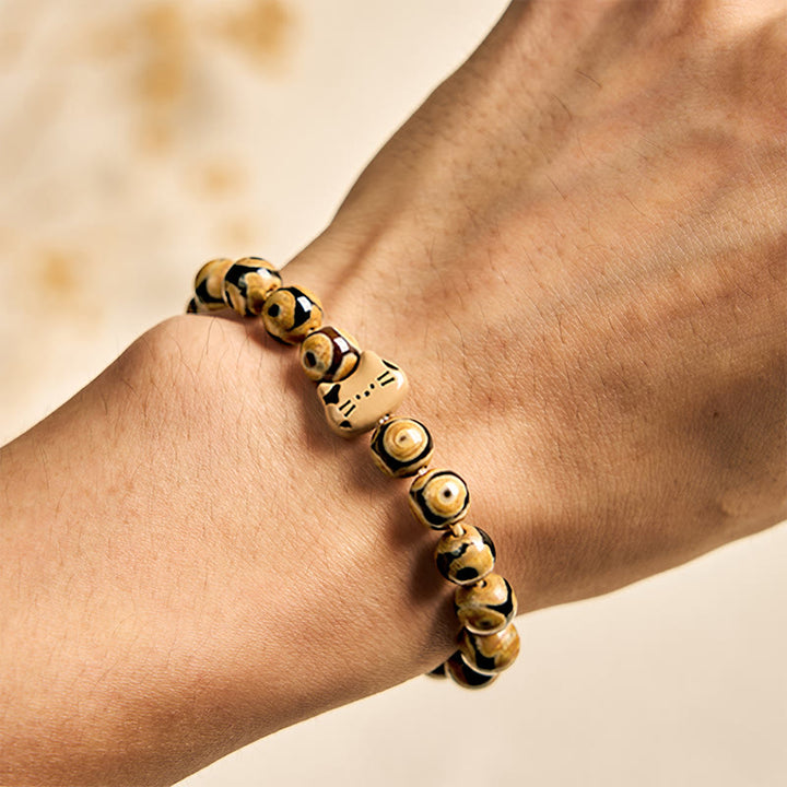 Buddha Stonesベンガル猫天然瑪瑙石子猫の頭の優雅なブレスレット - image 3