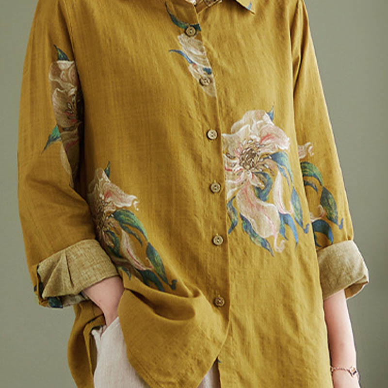 Buddha Stones文学芸術花柄コットン服 - image 10