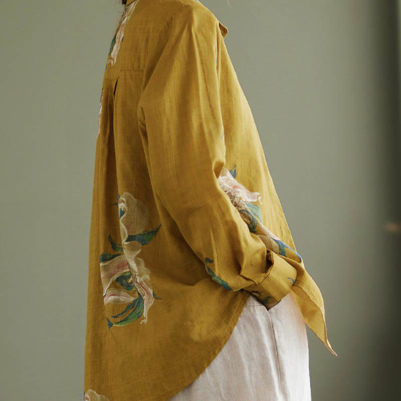 Buddha Stones文学芸術花柄コットン服 - image 8